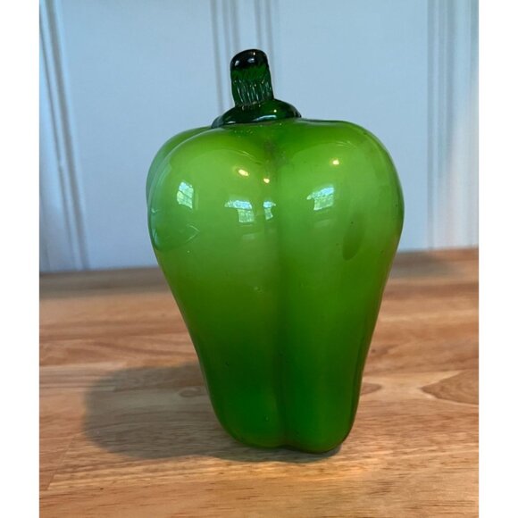 Hand Blown Glass Vegetables Set of 4 - Orange Pumpkin Red Chili Green Bell Peppe - Picture 7 of 16
